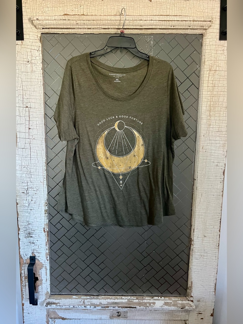 Lucky Brand Olive Green Celestial Graphic Tee